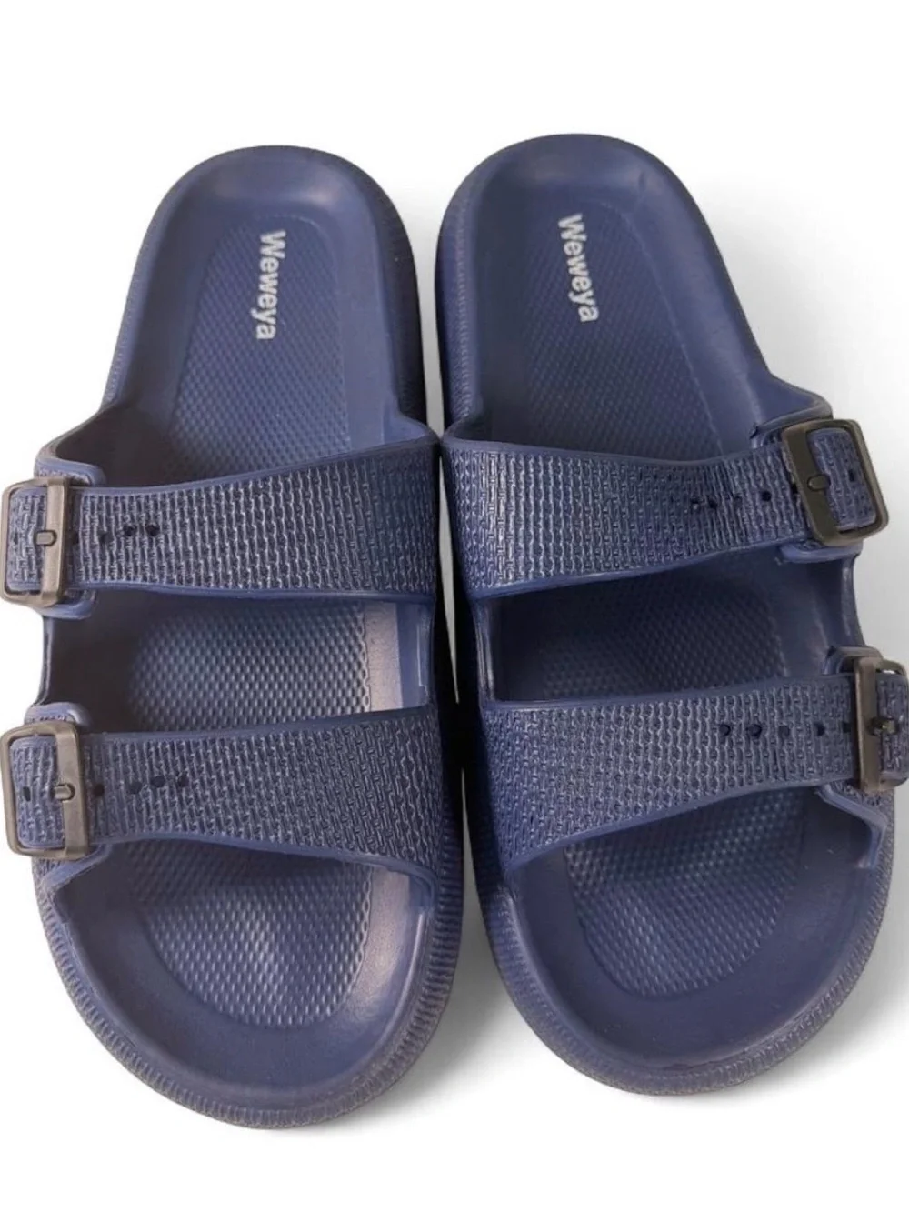 Men's Weweya Navy Dual-Strap Slide Sandals XL